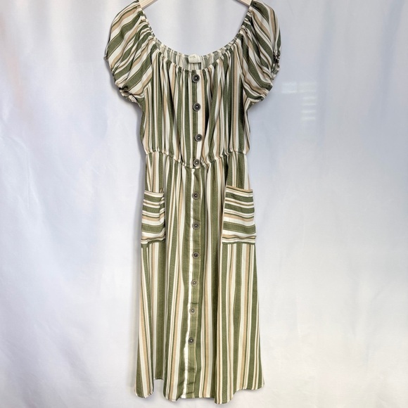 NAIF Dresses & Skirts - NAIF Striped Midi Dress with Button Detail, Women’s Large